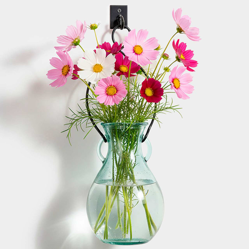 Vase en verre 18 "avec crochet en métal et crochet, capacité de 73 oz