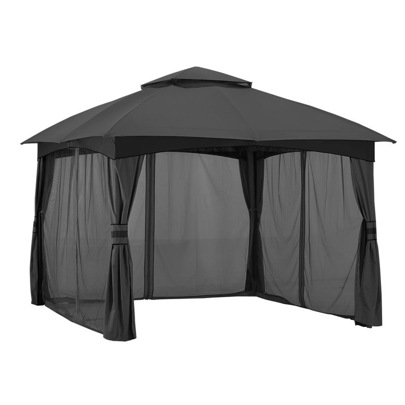 Pavillon de jardin en acier de qualité supérieure avec moustiquaire MASTERCANOPY, Gris, 9 pi x 9 pi