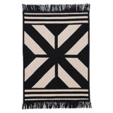 Tapis réversible noir en mélange de laine Drubin