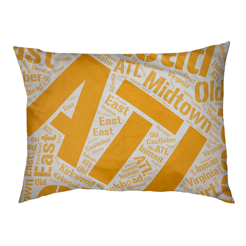 Coussin de chien « districts », Moyen (H 9,5 po x l 28 po x P 18 po), Atlanta, Orange