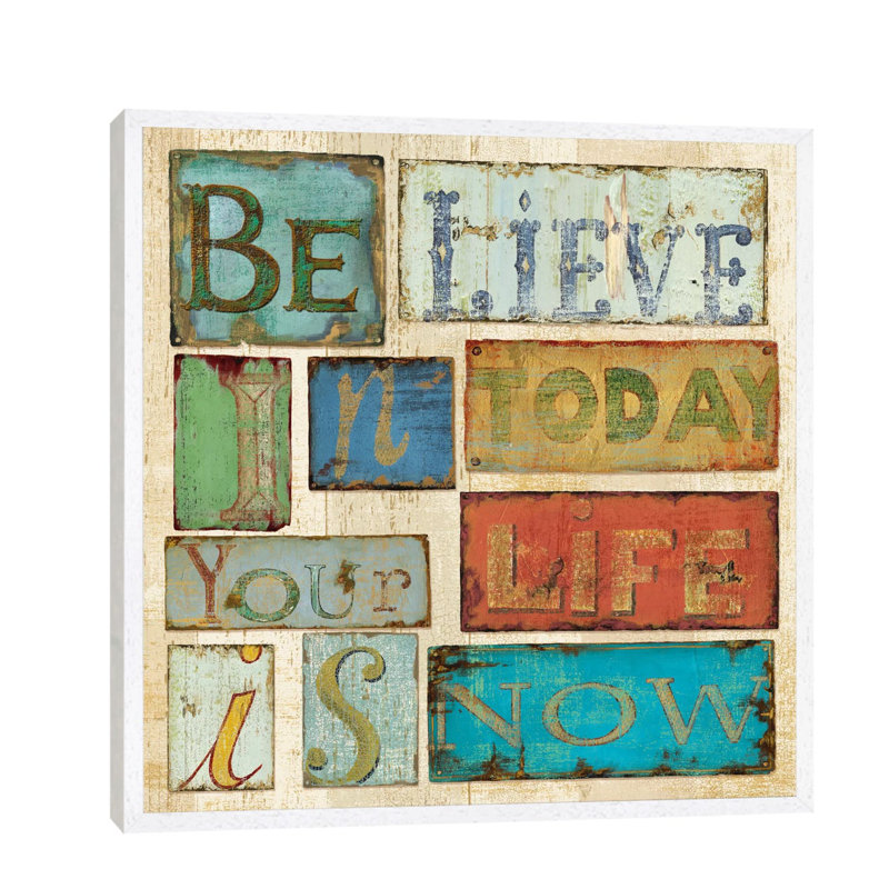 Believe & Hope by Daphne Brissonnet - Print on Canvas, 93.98 cm H x 93.98 cm W, White Framed