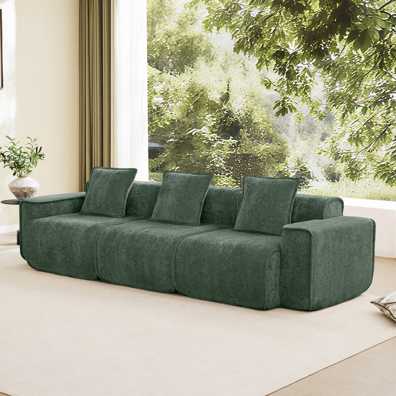 Canapé en velours Boneless Harrison LSF & RSF, H 31,1 po x l 108,66 po x P 38,2 po, 3, Vert