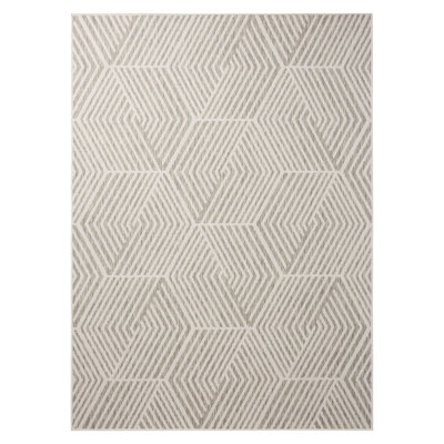 NICOLE MILLER NEW YORK Patio Country Ombre Geo Outdoor Area Rug, Grey/Cream