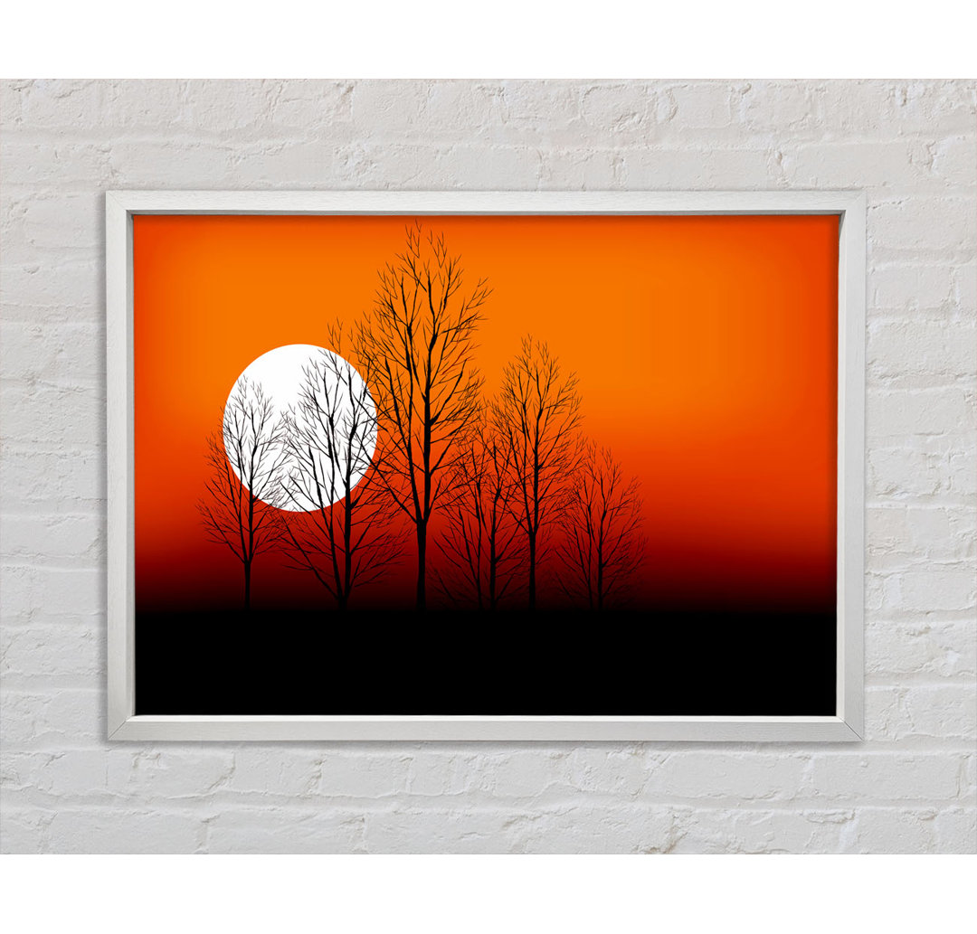 Orange Sunset Trees Gerahmter Druck