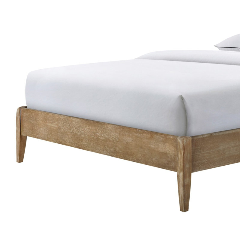 Grand lit plateforme tapissier de conception moderne 1pc, tête de lit beige 1pc