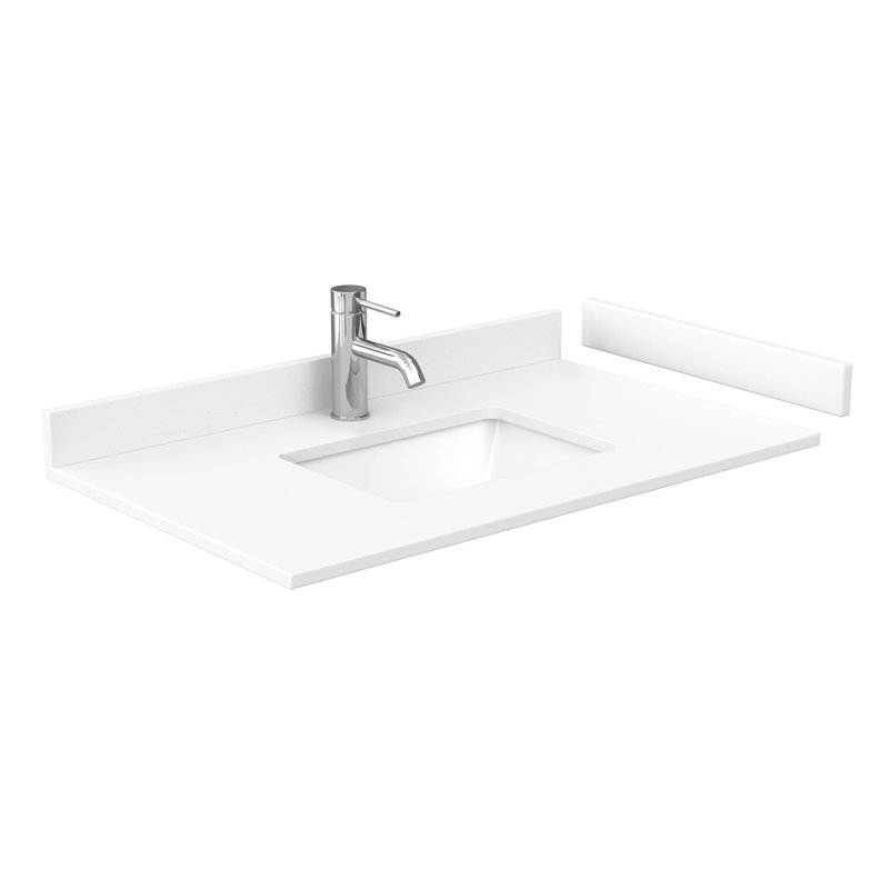 Elan 36'' W Vanity, Brushed Nickel, White, Carrara Cultured Marble