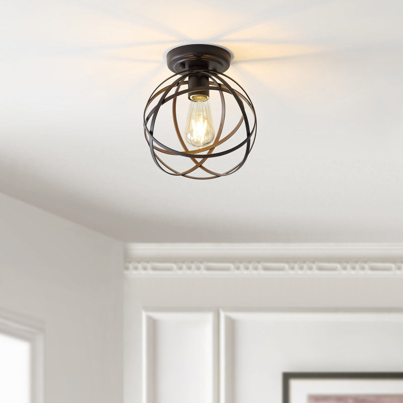 Plafonnier encastré à DEL Orbe, Bronze frotté à l'huile, H 9,25 po x l 8,5 po x P 8,5 po