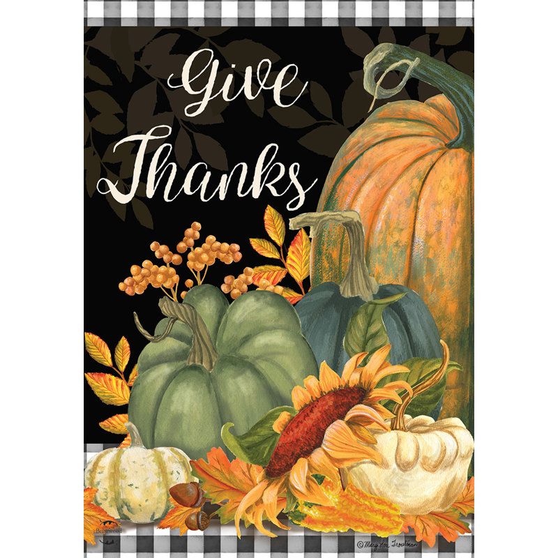 Drapeau de jardin à damier, Yellow/Black/Grey Thanksgiving