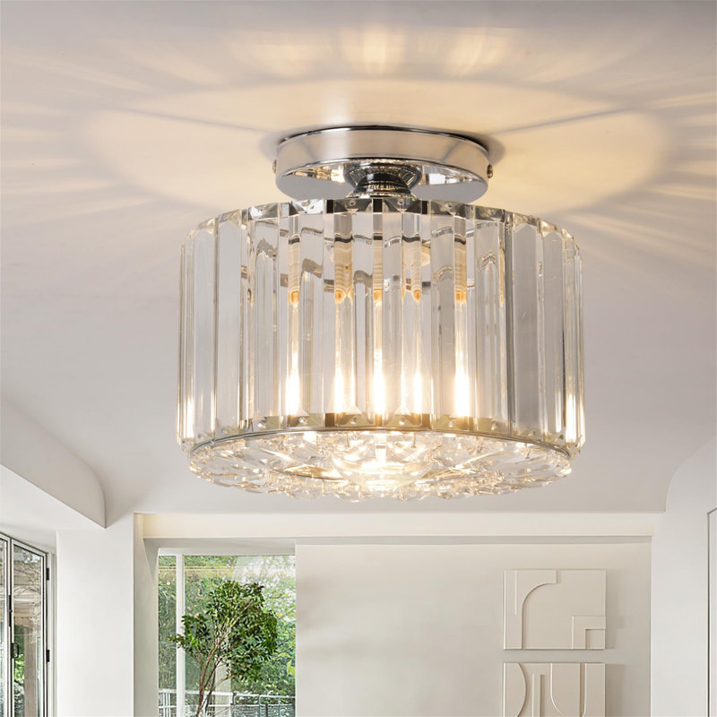 Crystal Semi Flush Mount, E27 Bulb