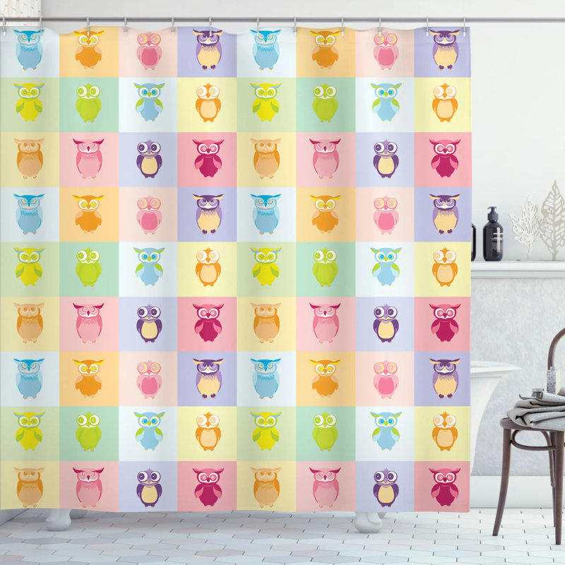 Rideau de douche à maison color jolie hibou home Marcelo, l 69 po x L 75 po