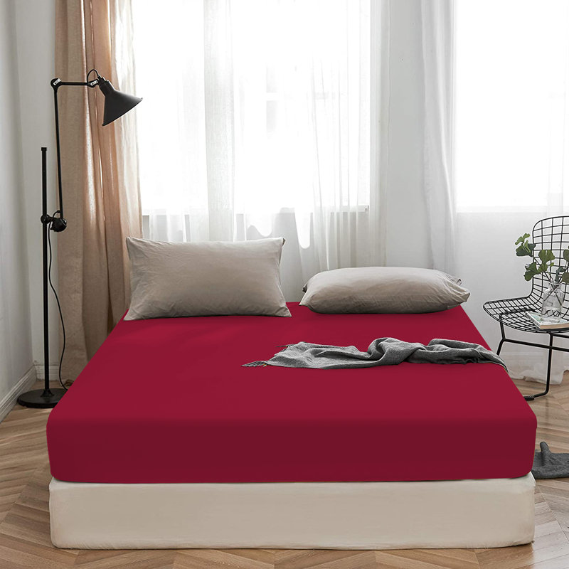 Super Soft 200 Thread Count Microfiber Brushed Fitted Bed Sheet, Kingsize (5'), Red