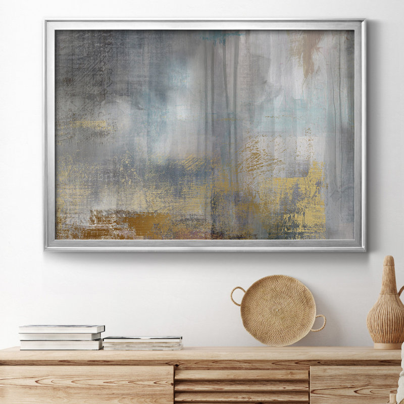«Misty Sky II», peinture sur toile encadrée, H 18,5 po x l 24,5 po x P 1,5 po, Argent