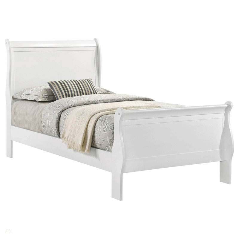 McKee White Twin Sleigh Panel Bed