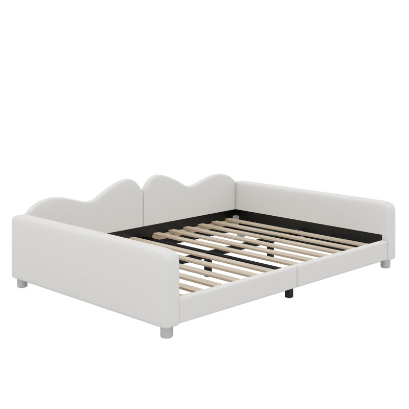 Upholstered Sofa Bed With Cloud-Shaped Backrest, Full, White