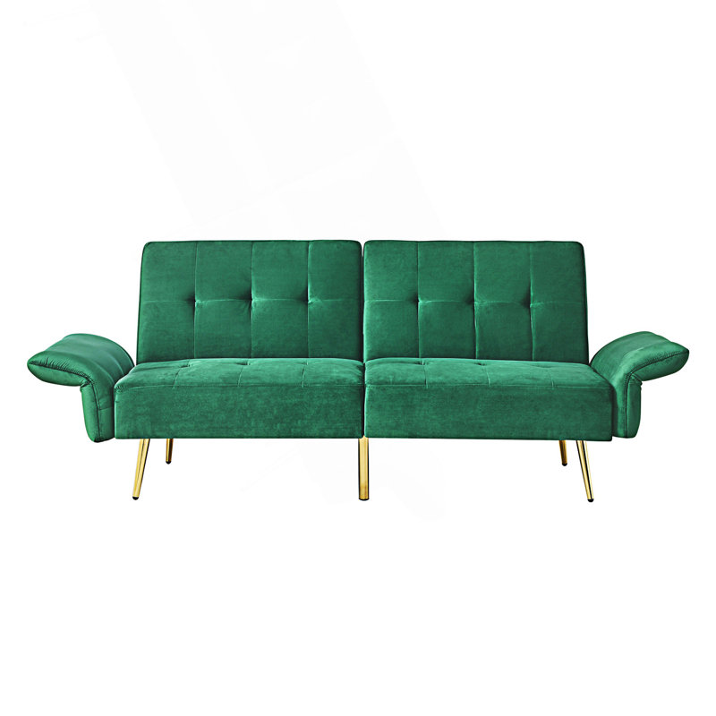 Canapé-lit futon, canapé-lit convertible, canapé-lit avec accoudoirs pliés et sacs de rangement