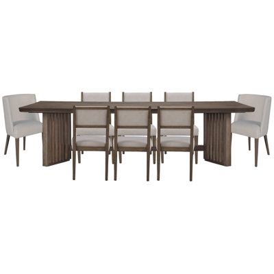 Trestle Dining Table With 6 Side Chairs And 2 Host Chairs