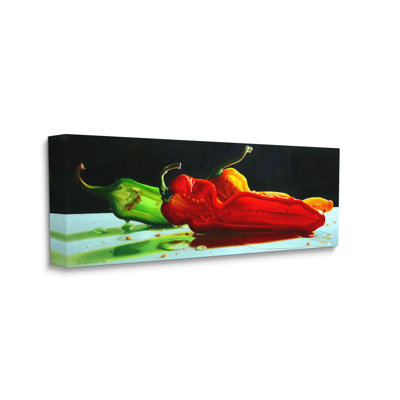 Bold Modern Peppers Still Life Kitchen Vegetable Food by Cecile Baird - Wrapped Canvas Photograph