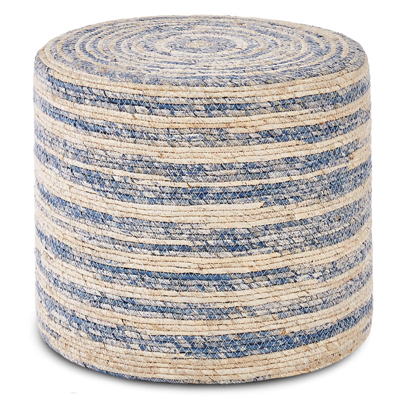 Onaway Upholstered Pouf, Blue Corn Husk