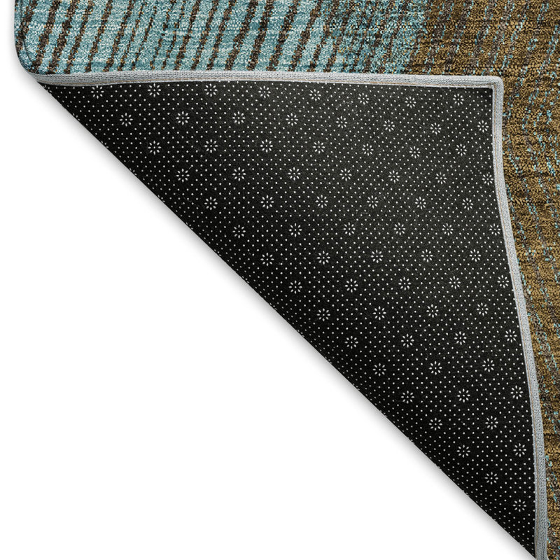 Premium Machine Washable Prisco Teal Rug, Rectangle 9' x 12'