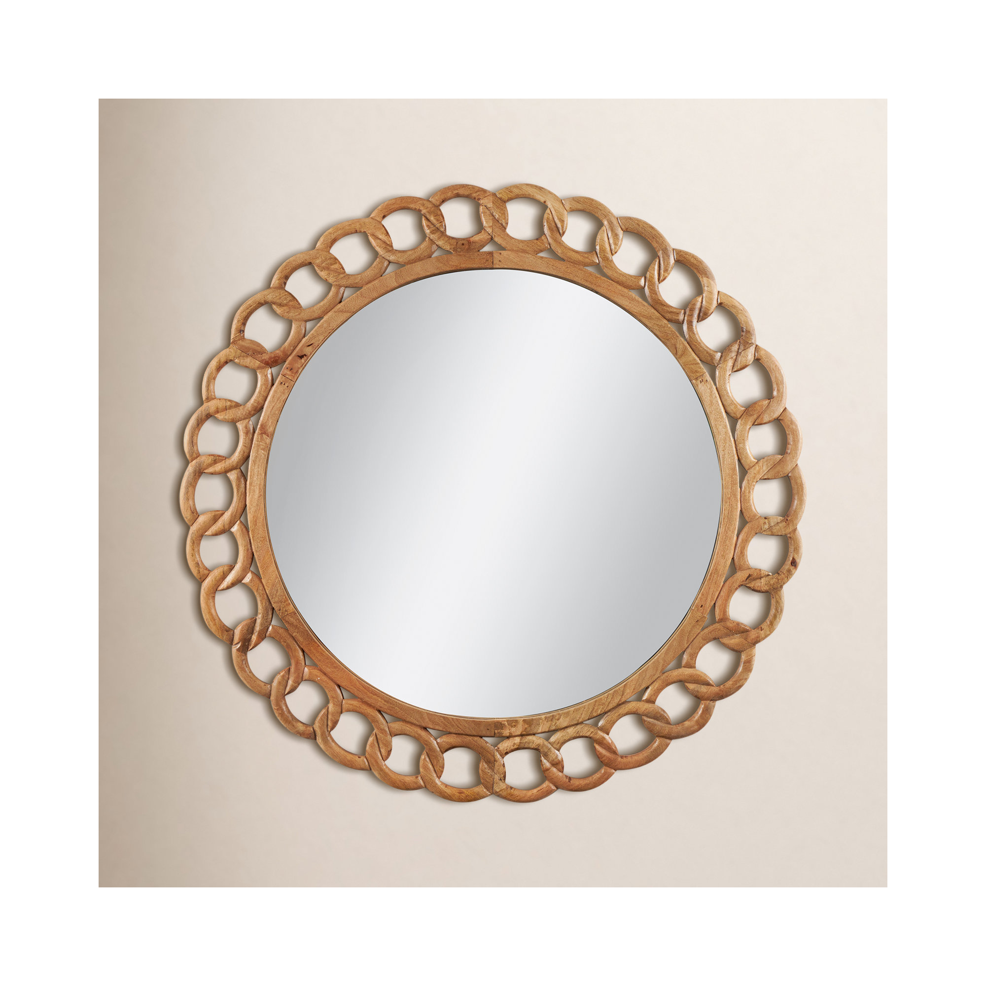 Dominic Solid Wood Circle Wall Mirror