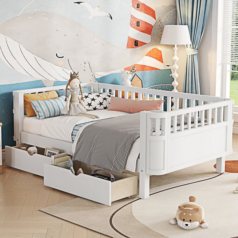 Twin Wood Platform Bed With Drawers