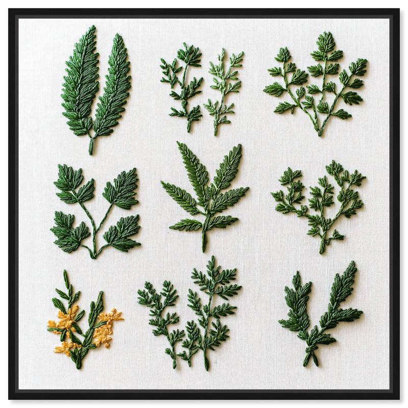 Stitched Sprout I, impressions sur toile par Art Remedy, H 41 po x l 41 po, Structure noire