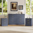 Ensemble de commode et table de chevet 3 pièces pour chambre à coucher, commode cannelée 8 tiroirs 55 po