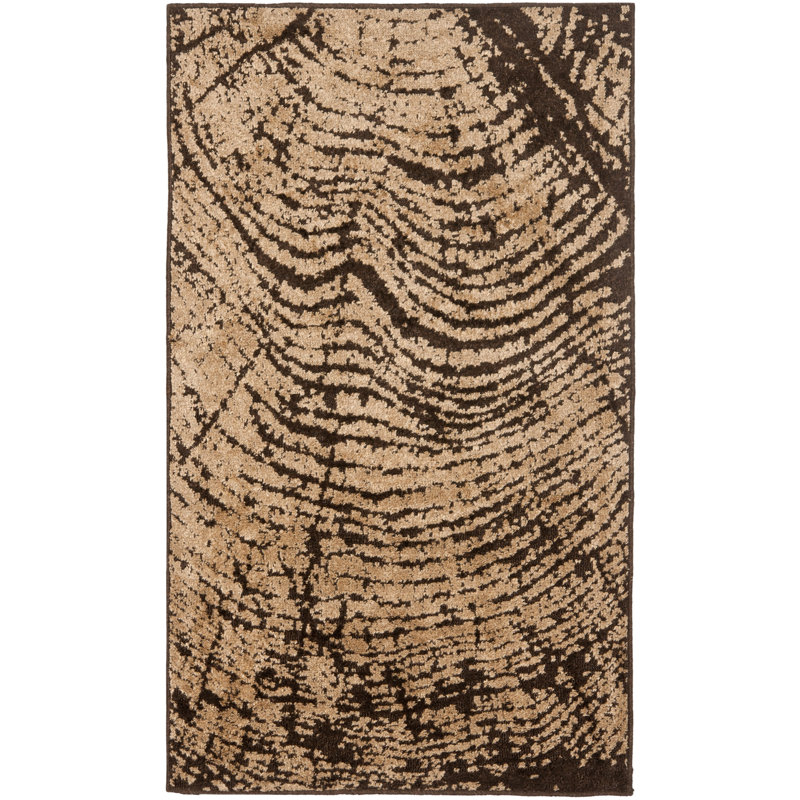 Kashmir Abstract Brown and Beige 4' x 6' Wool Rug