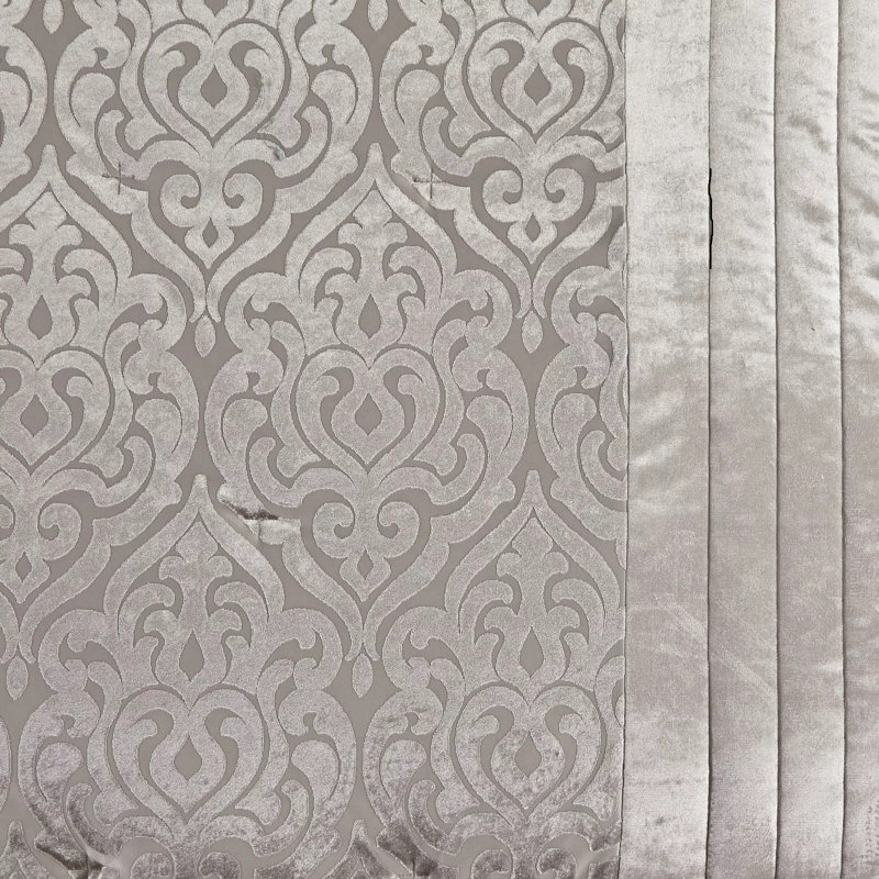 Wanston Velvet Bedspread with Pillow Shams, Beige, Super King Bedspread+ 2 Standard Shams