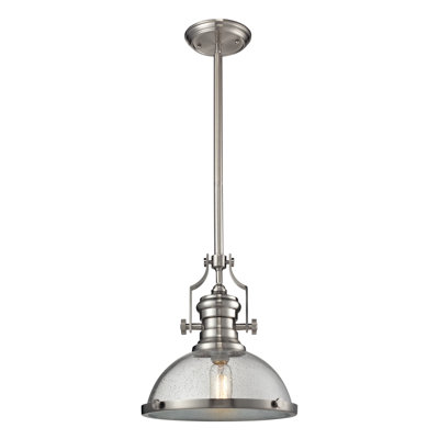 Luminaire suspendu à 1 lumière de 13 po de large Chadwick - Nickel satiné