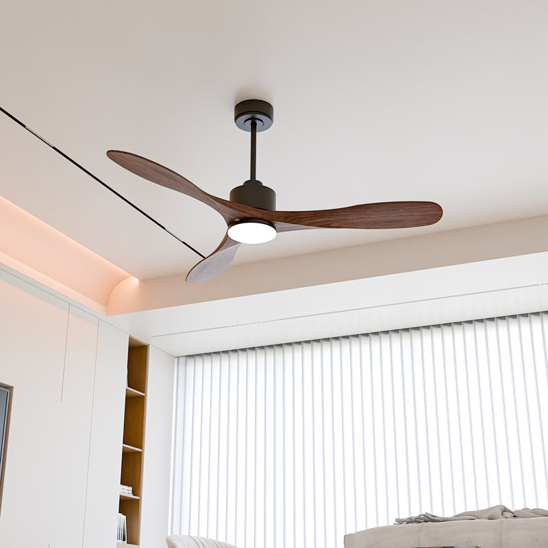 52" 3-Blade Standard Ceiling Fan with LED Lights Remote Control, Brown