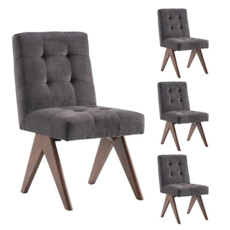 Chaise d'appoint rembourrée Nieck, Gris, 4