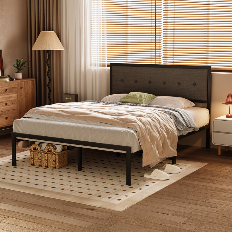  62.2''W Queen Bed Frame with Headboard, Heavy Duty Queen Platform Bed Frame,Contemporary Style, , High Load Capacity,No Box Spring Needed, No Wobble