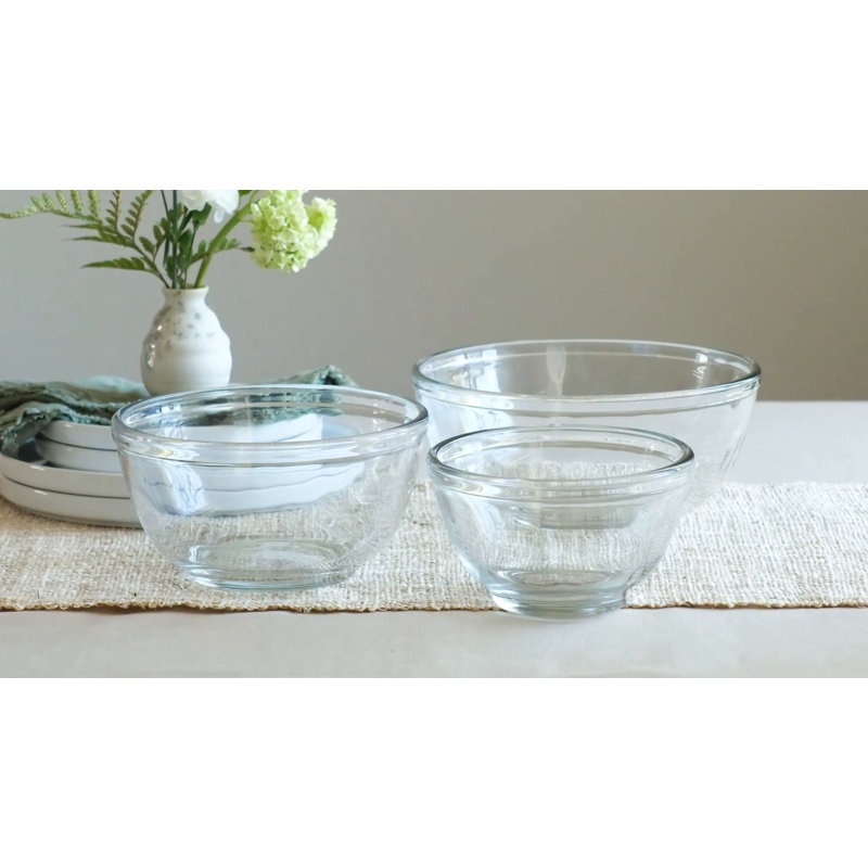 Libbey 3-Piece Clear Glass Mixing Bowl Set