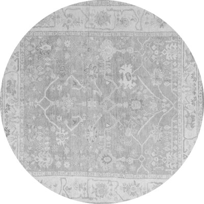 Tapis oriental en laine / polyester tissé à la machine en gris / blanc / noir