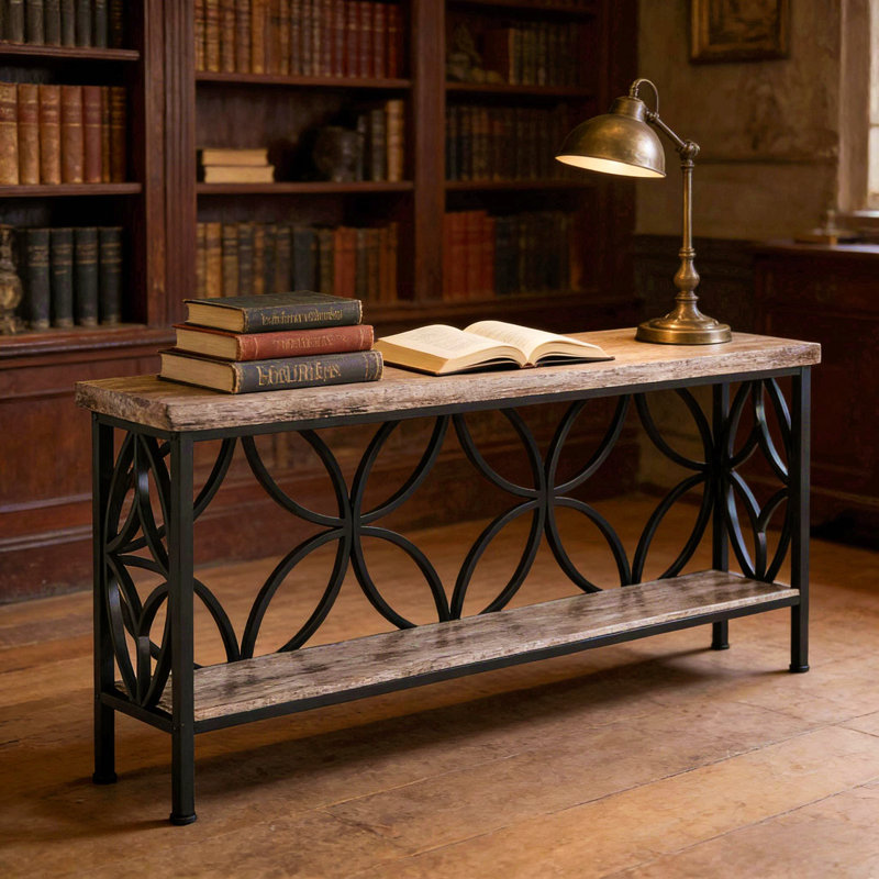 Table basse, console à 2 niveaux, canapé moderne, Black, Gris