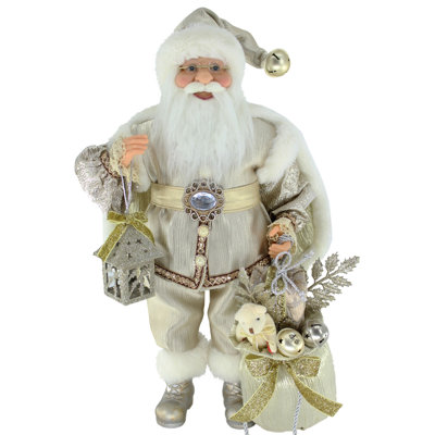 Standing Shimmering Champagne Santa Claus Figurine