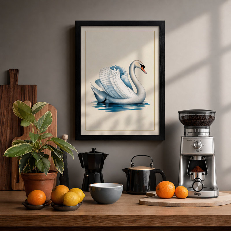 Graceful Swan Coastal - Print, A1 - 84.1 x 59.4 cm, Black