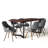 Malden / Watkins 7-Piece Modern Industrial Dining Set with Solid Mango Wood Table and 6 Upholstered Chairs-1294147579