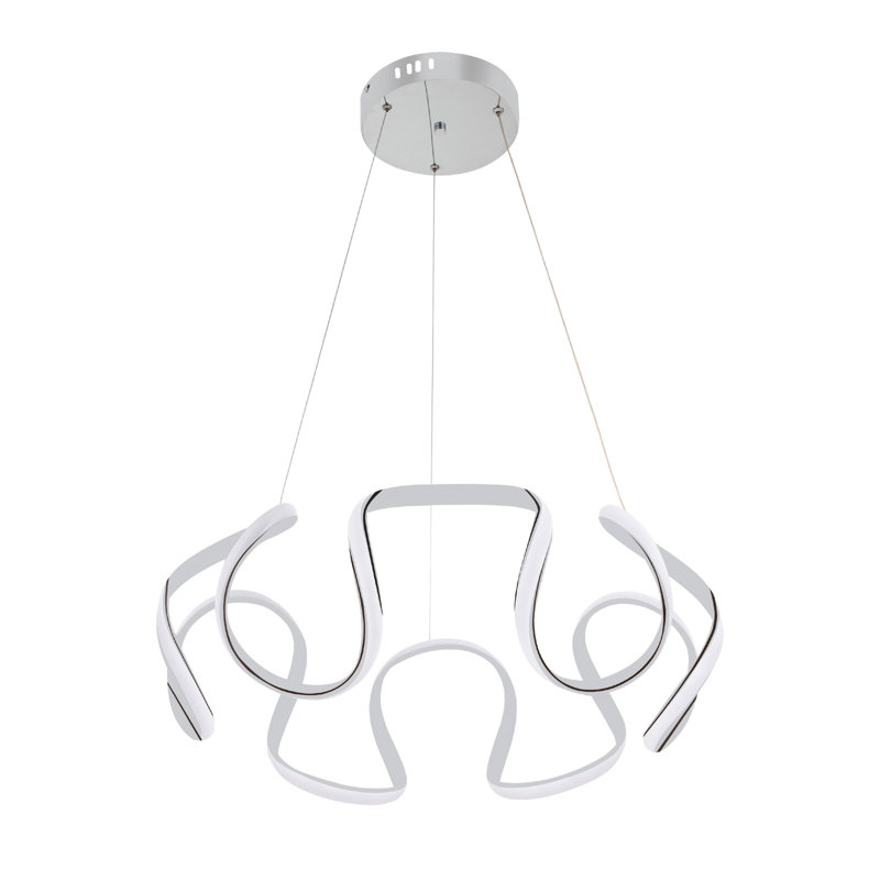 Dimsdale Modern Irregular LED Pendant Light With Remote, Silver