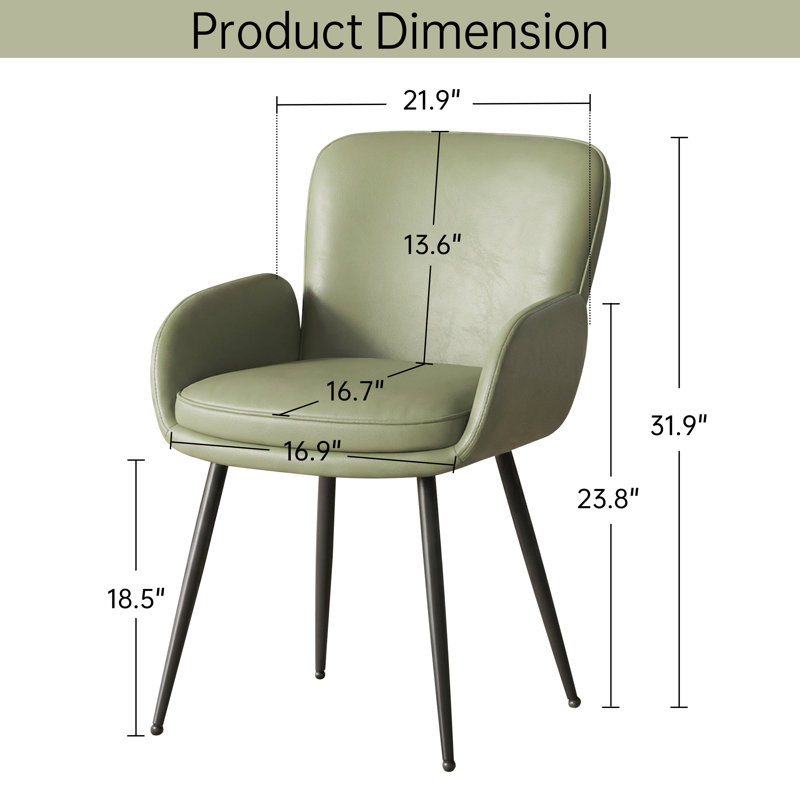Upholstered Faux Leather Dining Chairs, Green, 4