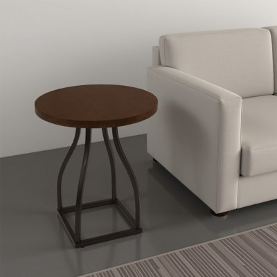 Table d'appoint Tior, plateau en bois rond de 20 po, base en métal