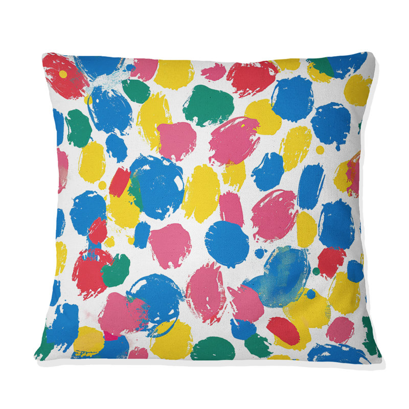 Rouge, bleu, abstrait, couleurs amusantes I - coussin abstrait, H 16 po x l 16 po, Carrée