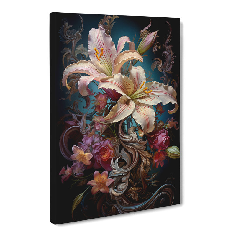 Lily Flower Baroque No.2 - Wrapped Canvas, 50cm H x 35cm W x 3cm D