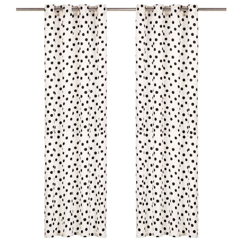 Nunes Cotton Room Darkening Curtain Pair, 140 W x 225 D cm, Black/White