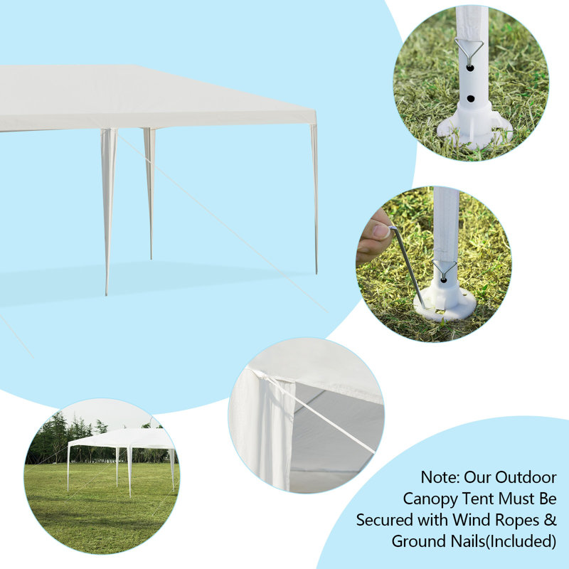 10 x 20 Feet White Canopy Tent with 6 Sidewalls and Carry Bag