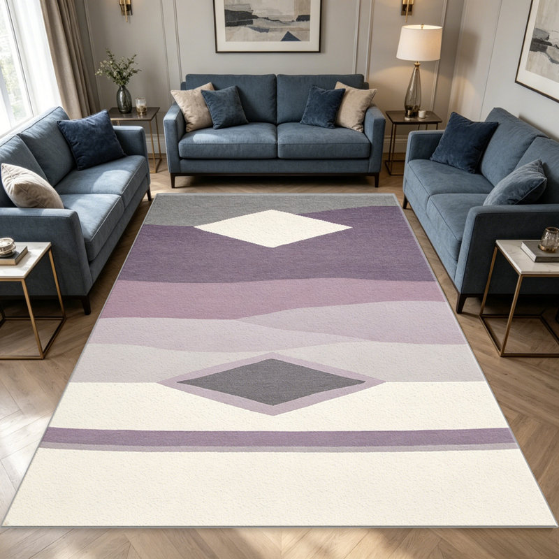Boho Diamond Purple carpet-easy to clean, machine-washable, soft and comfortable; suitable for door mats, kitchens, living rooms, bedrooms, corridors, and laundry areas. Easy to clean, durable carpet for home decoration.