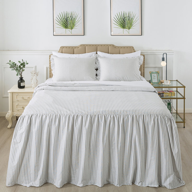 Modern & Contemporary Dots Coverlet, Queen Coverlet / Bedspread + 2 Queen Shams, Gray