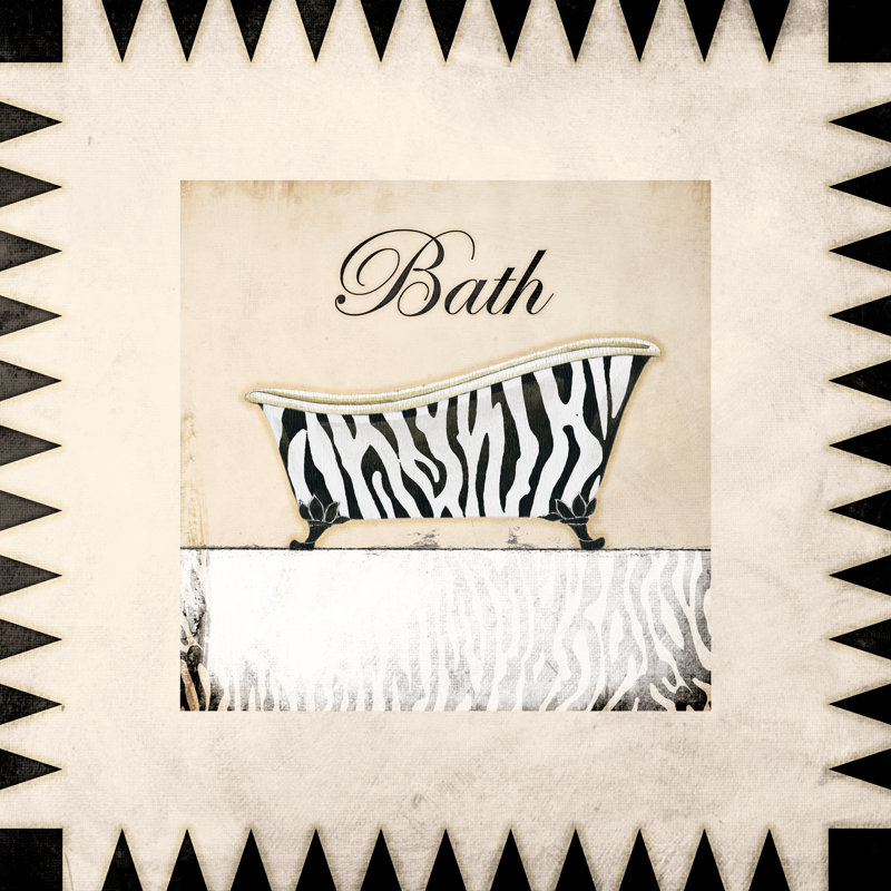 Zebra Tub - Wrapped Canvas Painting, 51cm H x 51cm W x 3.8cm D