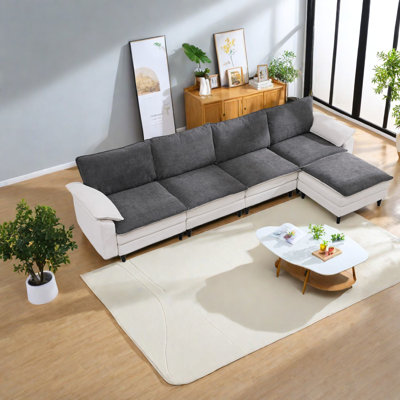 Canapé de salon modulaire spacieux en chenille de 129,92 pouces